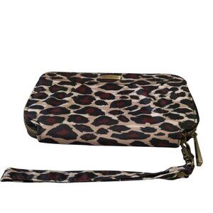 TRAVELON Women's Animal Print Zip Around Wristlet  Travel Nylon 7.5x4”